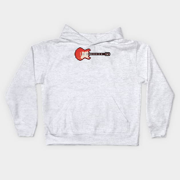 Pixel Red SG Guitar Kids Hoodie by gkillerb